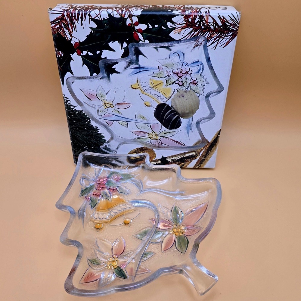 Savoir Vivre Holiday Spirit Christmas Tree Server Glass Dish WY064/502 Japan 7"
